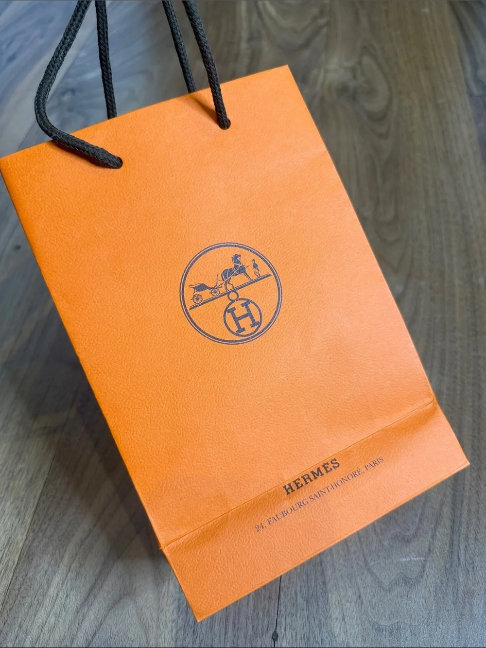 Hermes Orange Paper Shopping Bag with Black Logo mini